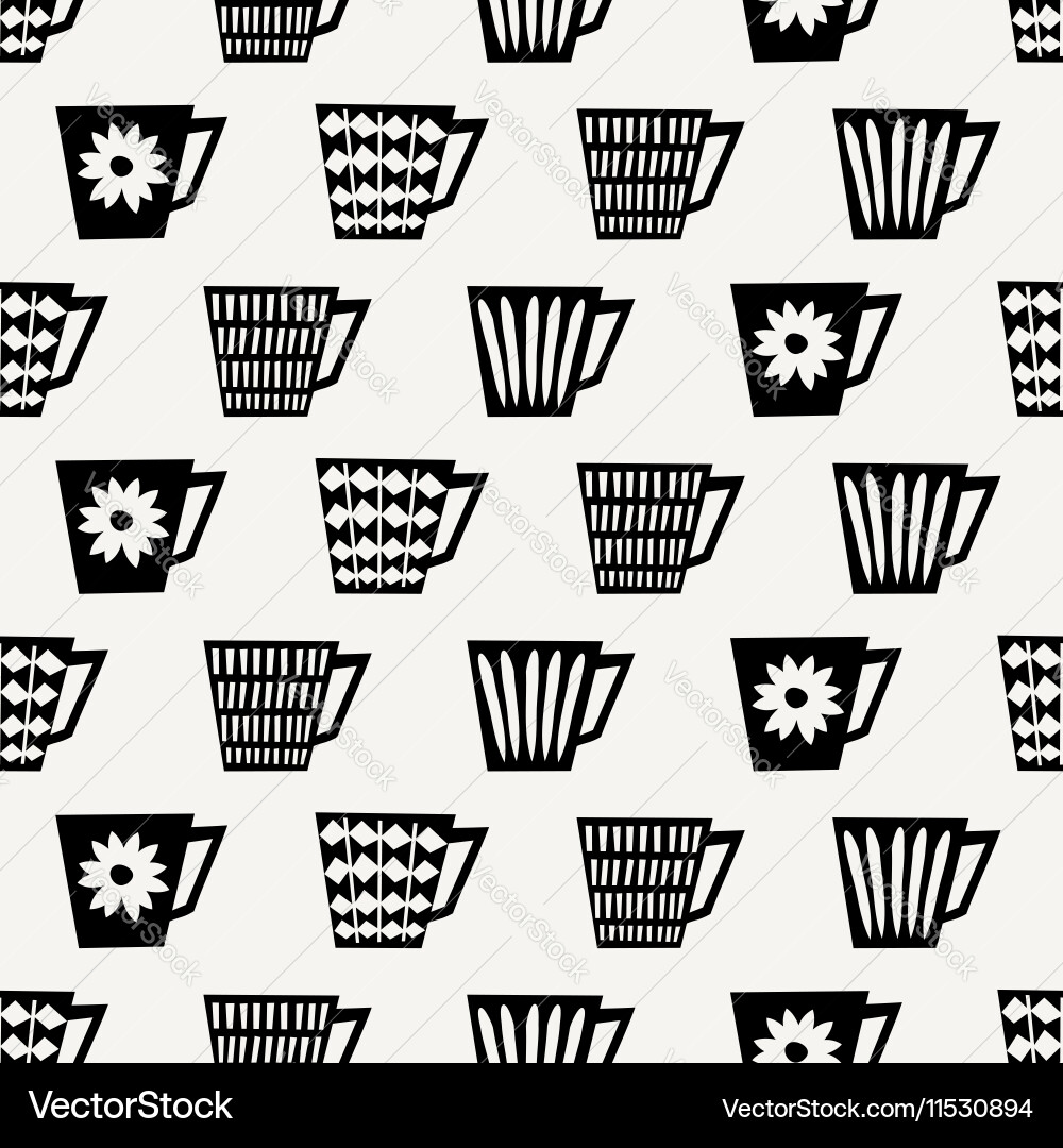 Seamless coffee cups pattern Royalty Free Vector Image