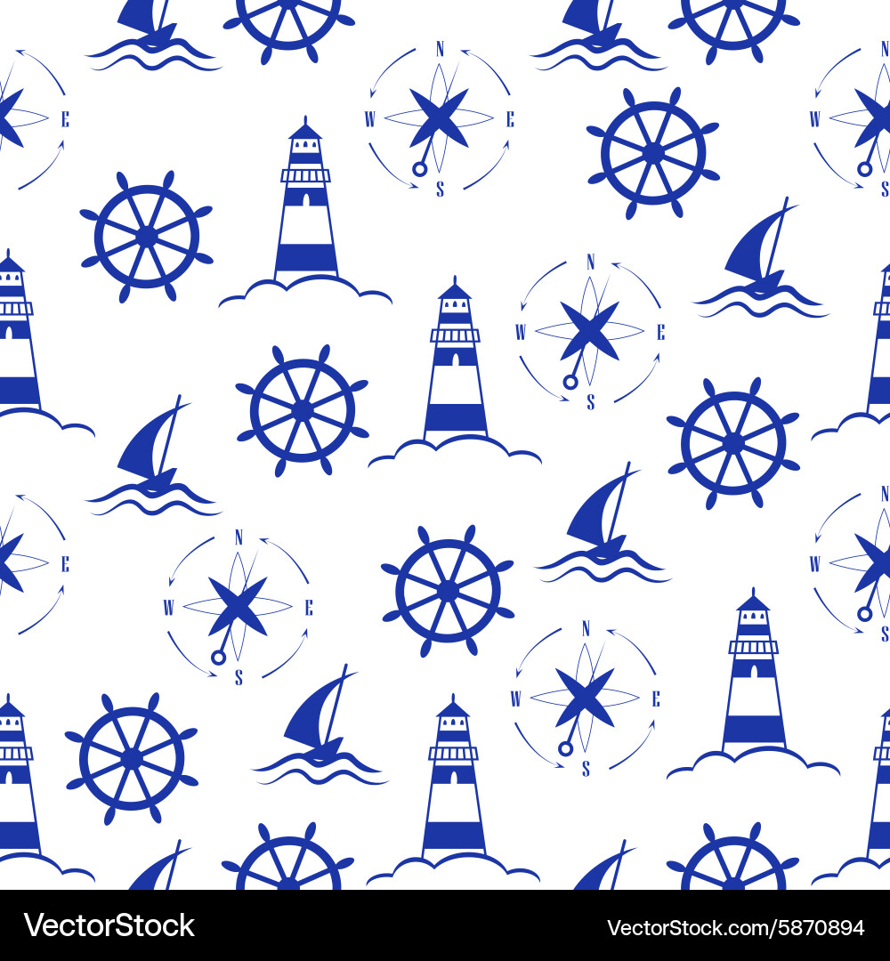 Set of sea and nautical seamless patterns Vector Image