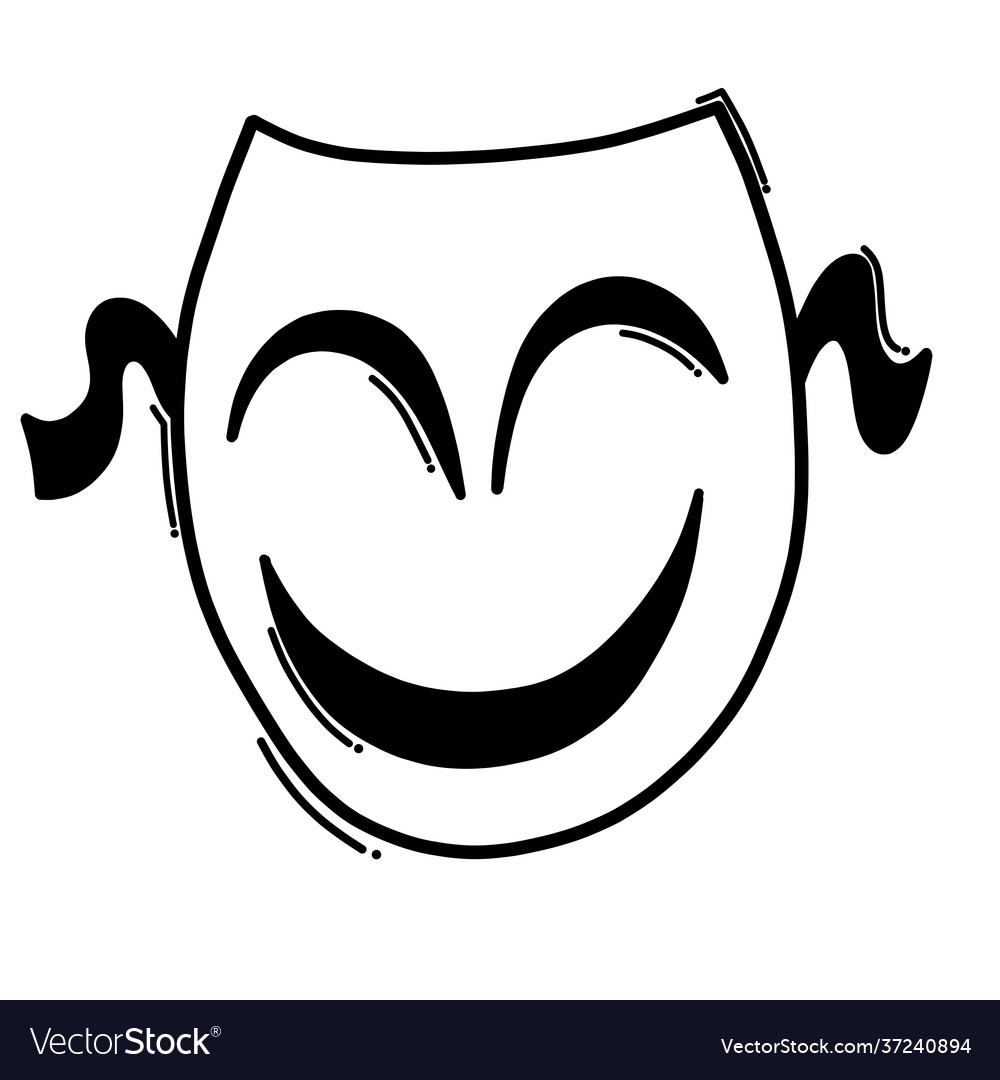 Theatrical mask doodle icon drawing sketch hand Vector Image