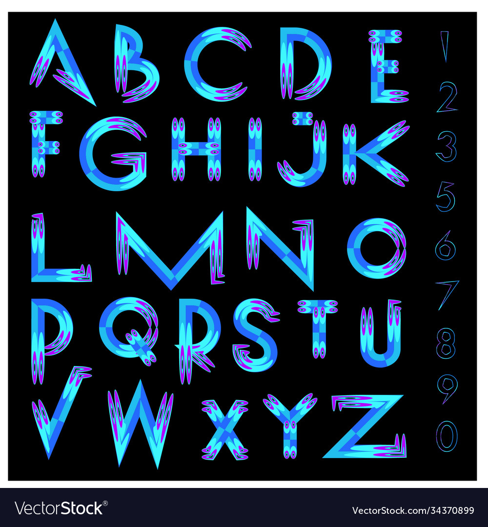 Abstract colorful font and alphabet Royalty Free Vector