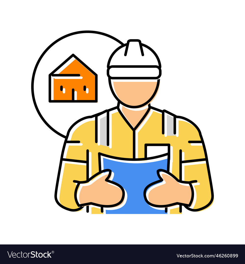 Civil engineer worker color icon Royalty Free Vector Image