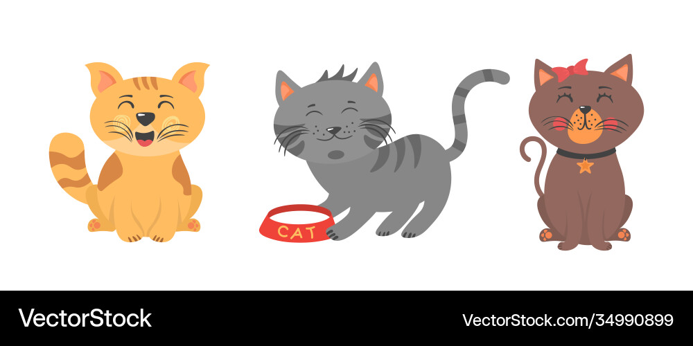 Cute kittens cat Royalty Free Vector Image - VectorStock