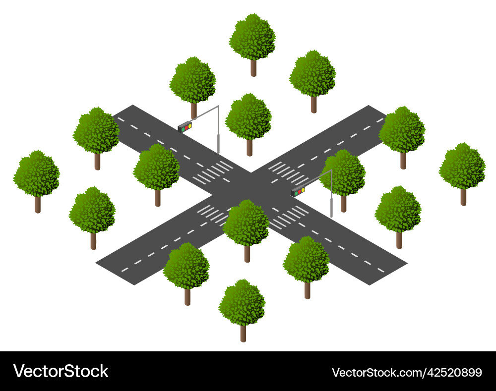 Isometric crossroads city map environmental Vector Image