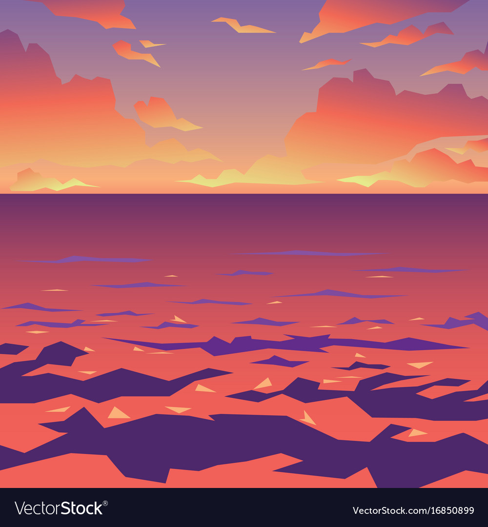 Sea or ocean landscape sunset