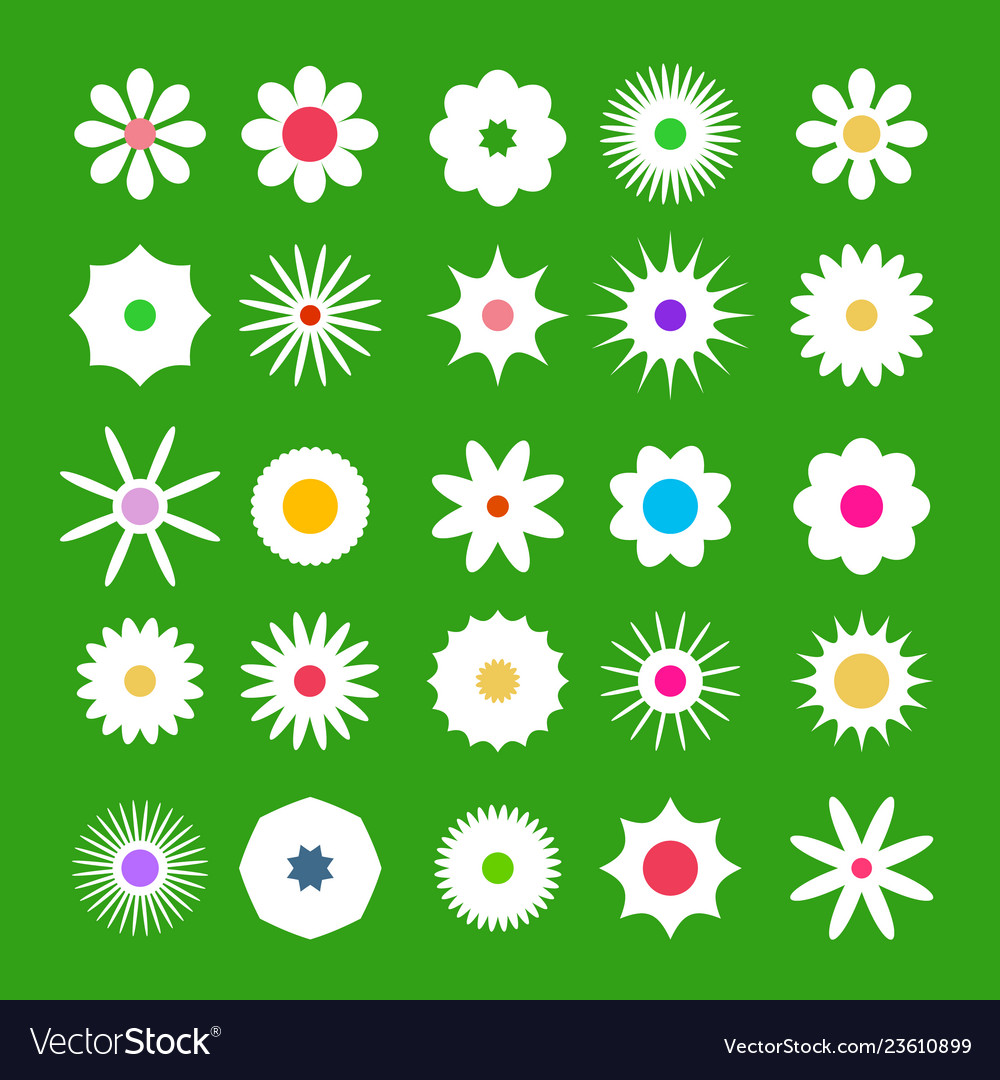 Spring flower icons flat design flowers set Vector Image