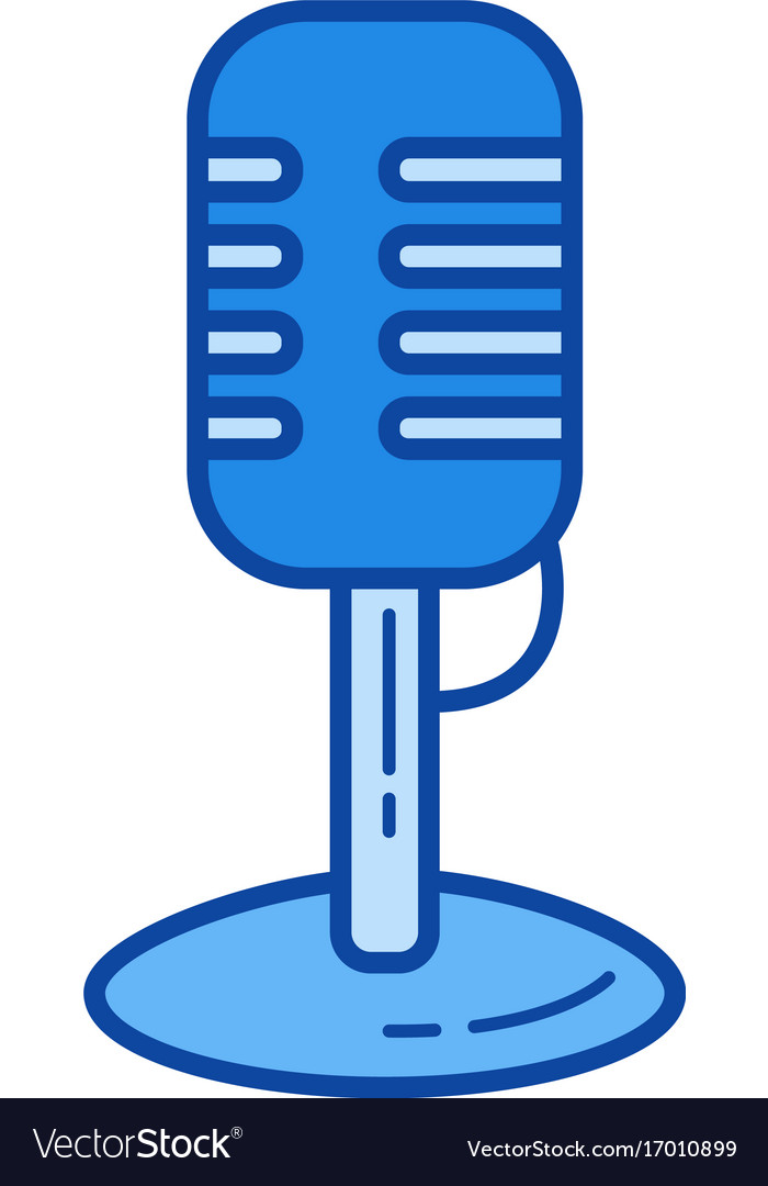 Vintage microphone line icon Royalty Free Vector Image