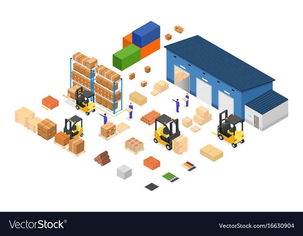 Exterior Warehouse Building Business Delivery Vector Image