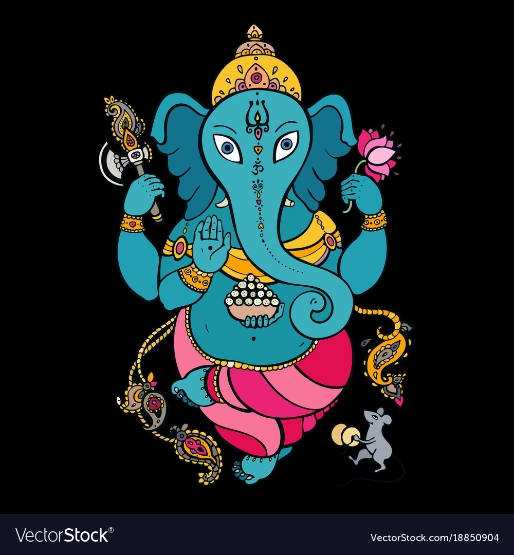 Golden ganapati meditation in lotus pose Vector Image