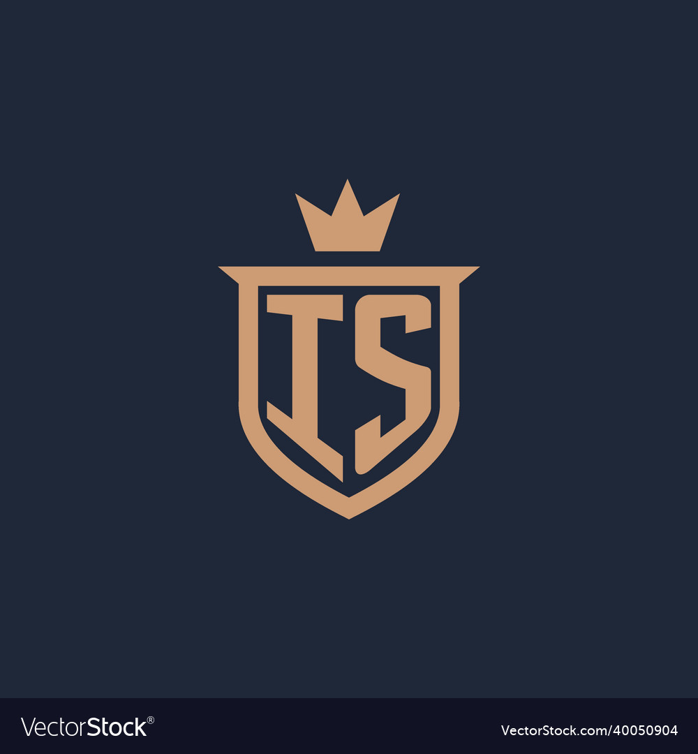 Is monogram initial logo with shield and crown Vector Image