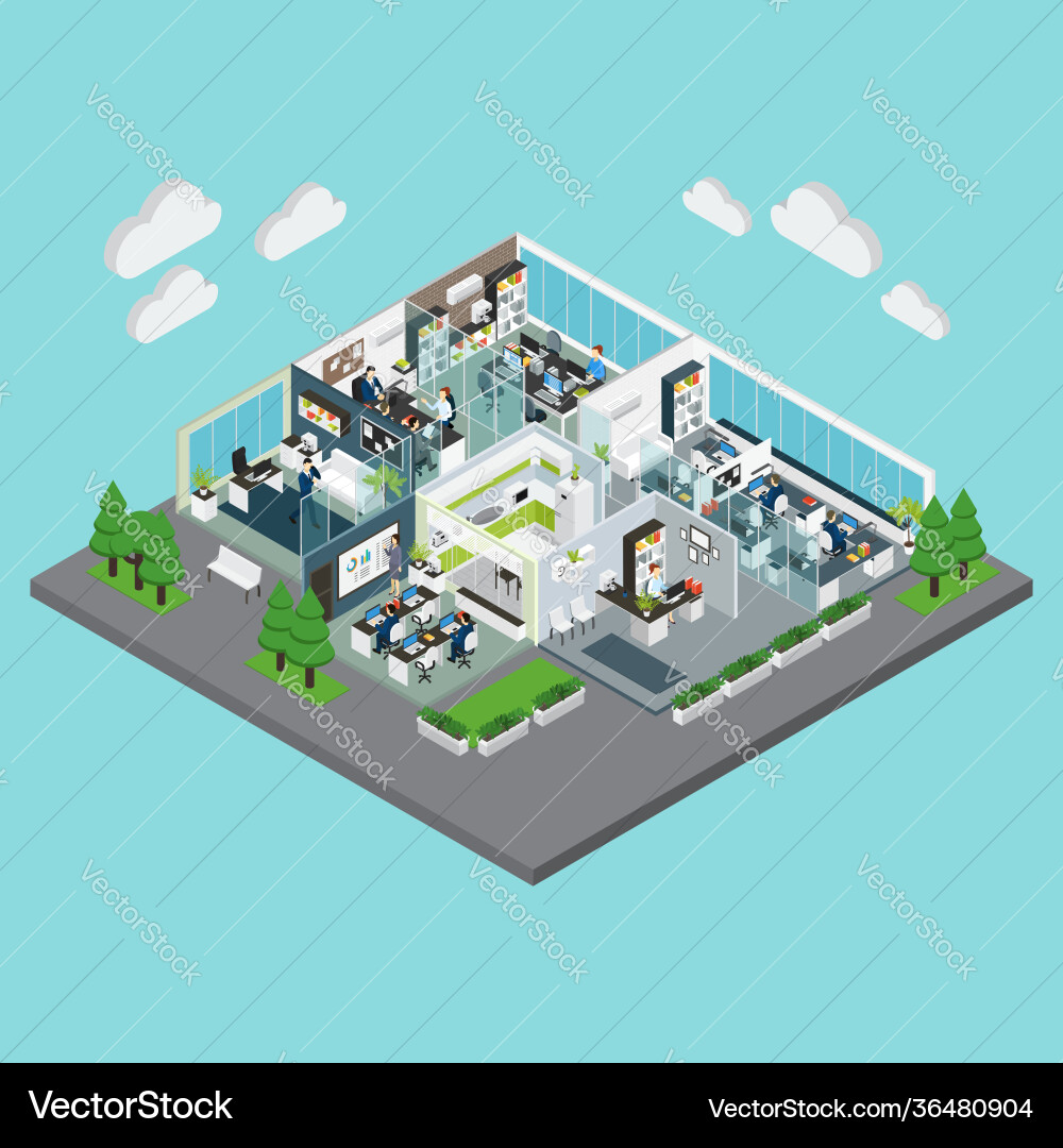 Office isometric composition Royalty Free Vector Image