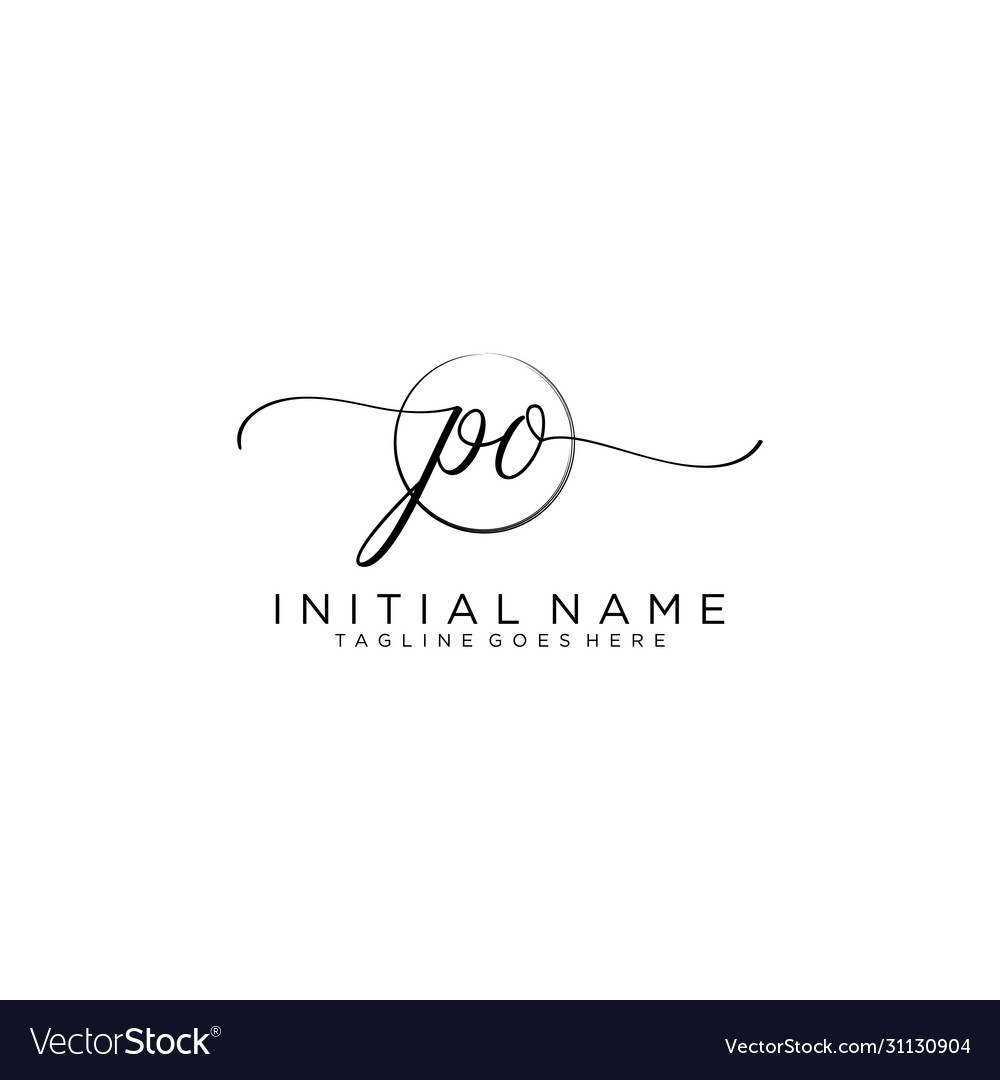 Po initial handwriting logo with circle template Vector Image