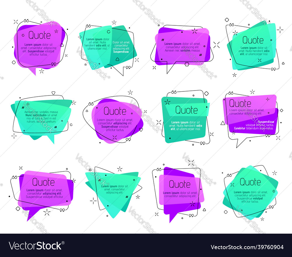 Quote frames speech bubbles comment text boxes vector image Quote frames speech bubbles comment text boxes