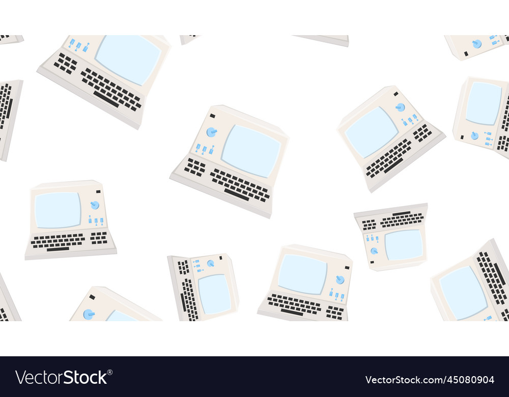 Seamless pattern endless computer with old retro Vector Image