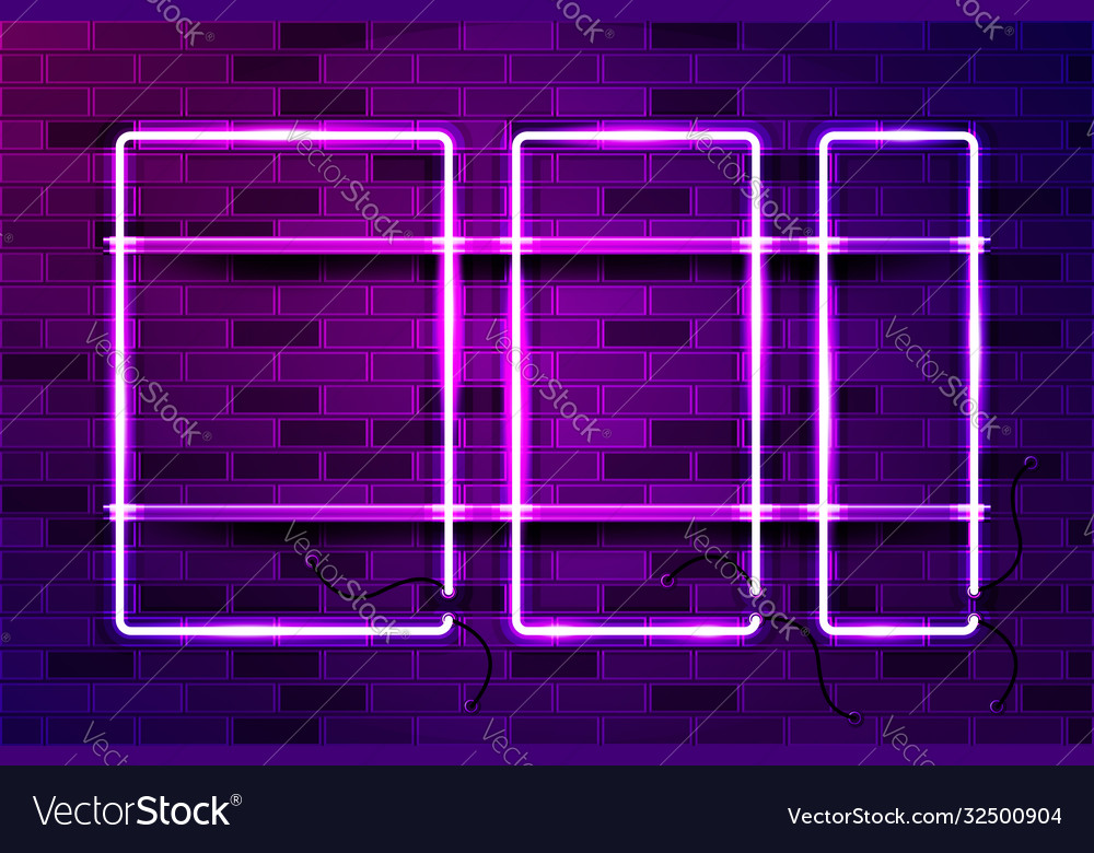 Three vertical frames different widths glowing Vector Image
