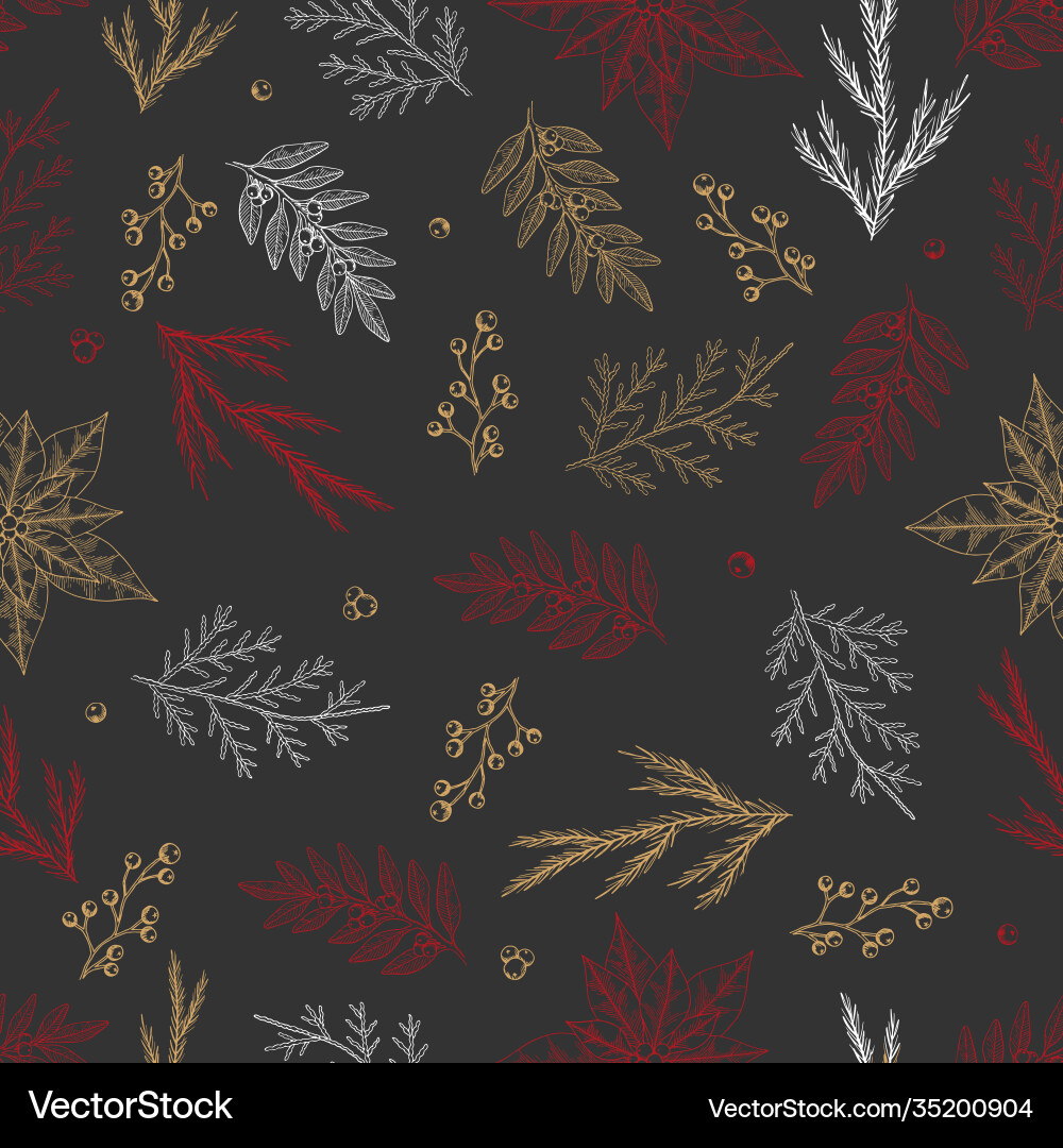 Xmas Seamless Pattern With Christmas Tree Vector Image
