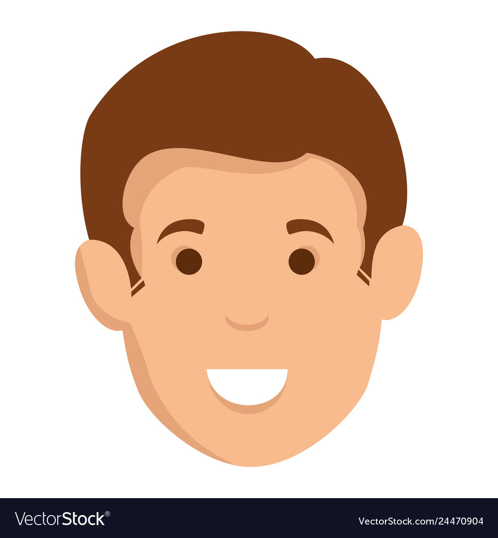 Young man avatar head character Royalty Free Vector Image