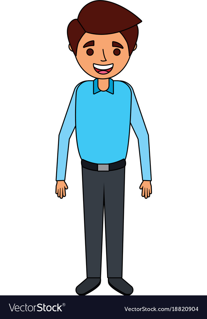 Young man cartoon standing character smiling Vector Image