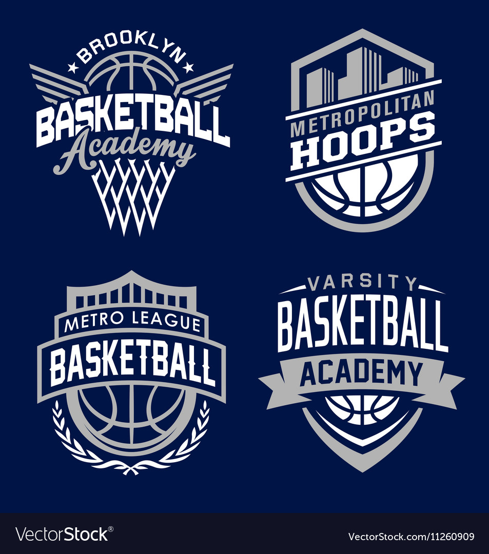 Basketball sport emblem set