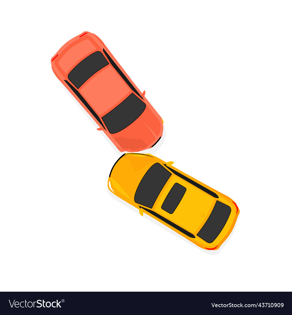Car accident speed crash top view cartoon vector image Car accident speed crash top view cartoon
