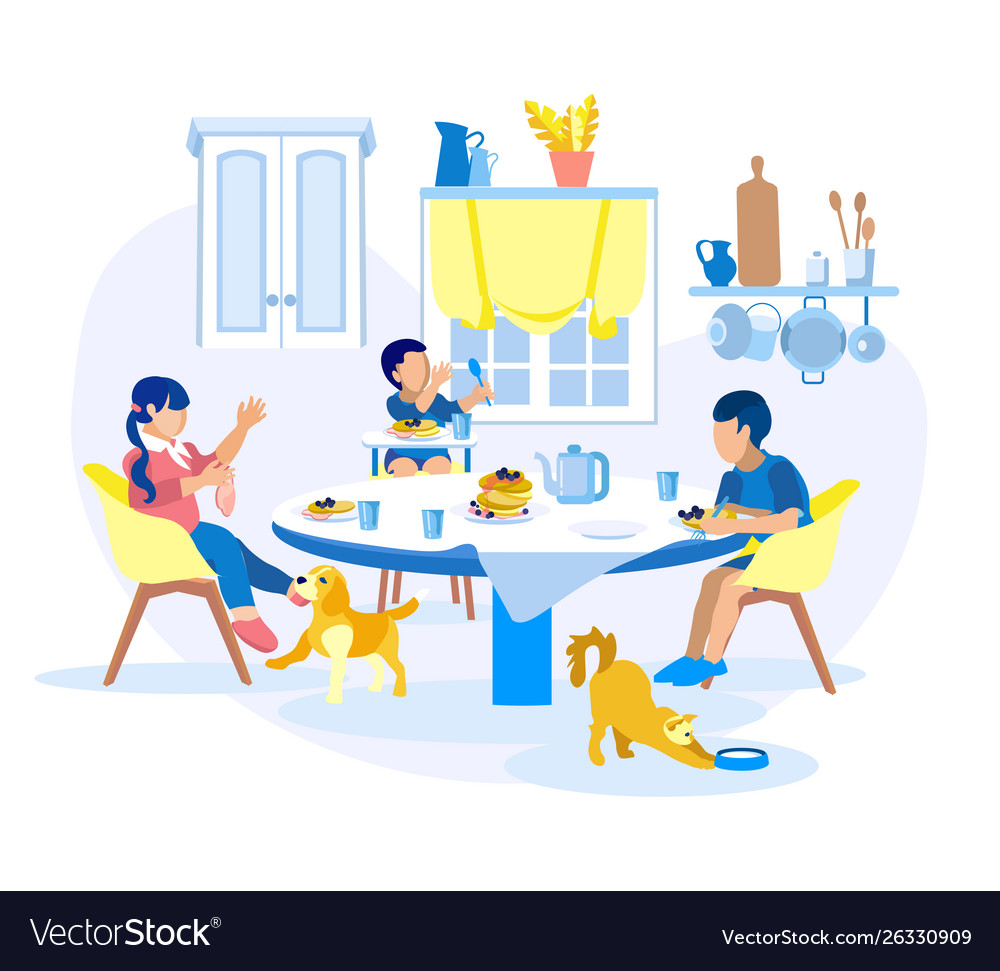Children Having Breakfast At Home Flat Cartoon Vector Image Art projects for kids and the whole family! vectorstock