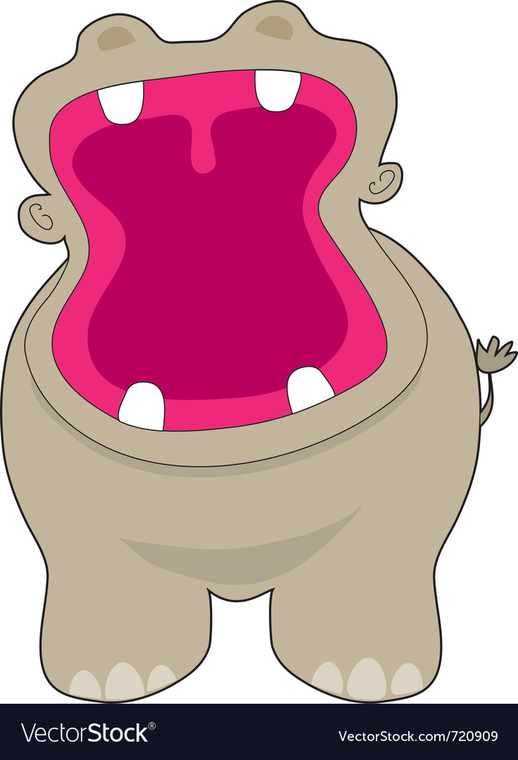 Hippo big mouth Royalty Free Vector Image - VectorStock