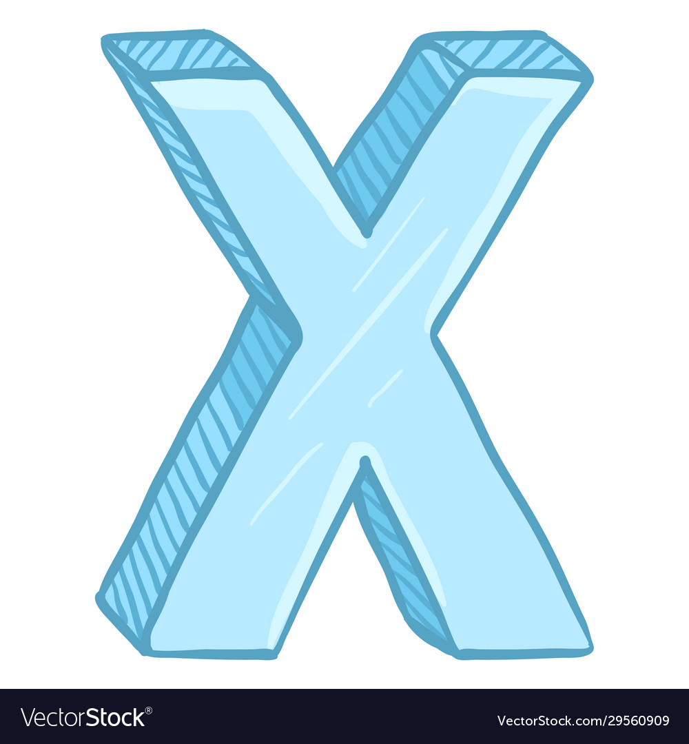 Single cartoon - ice blue letter x Royalty Free Vector Image