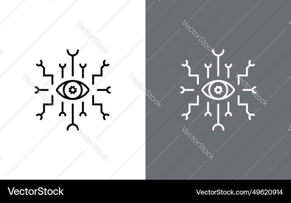 Ai eye processor icon Royalty Free Vector Image