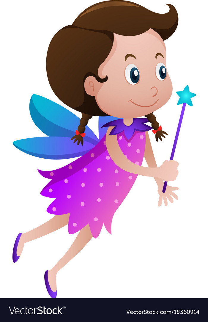 Cute fairy with blue wings Royalty Free Vector Image