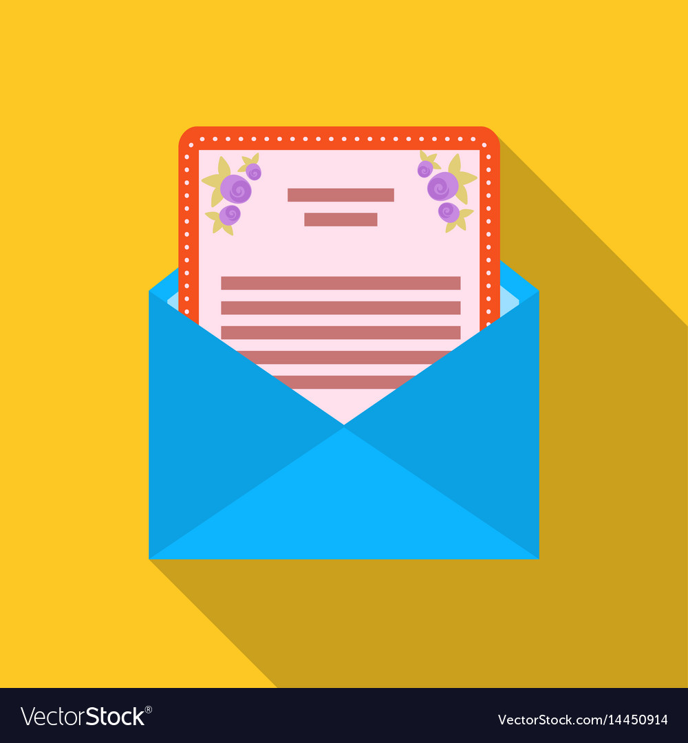 Envelope with invitation card icon in flat style Vector Image