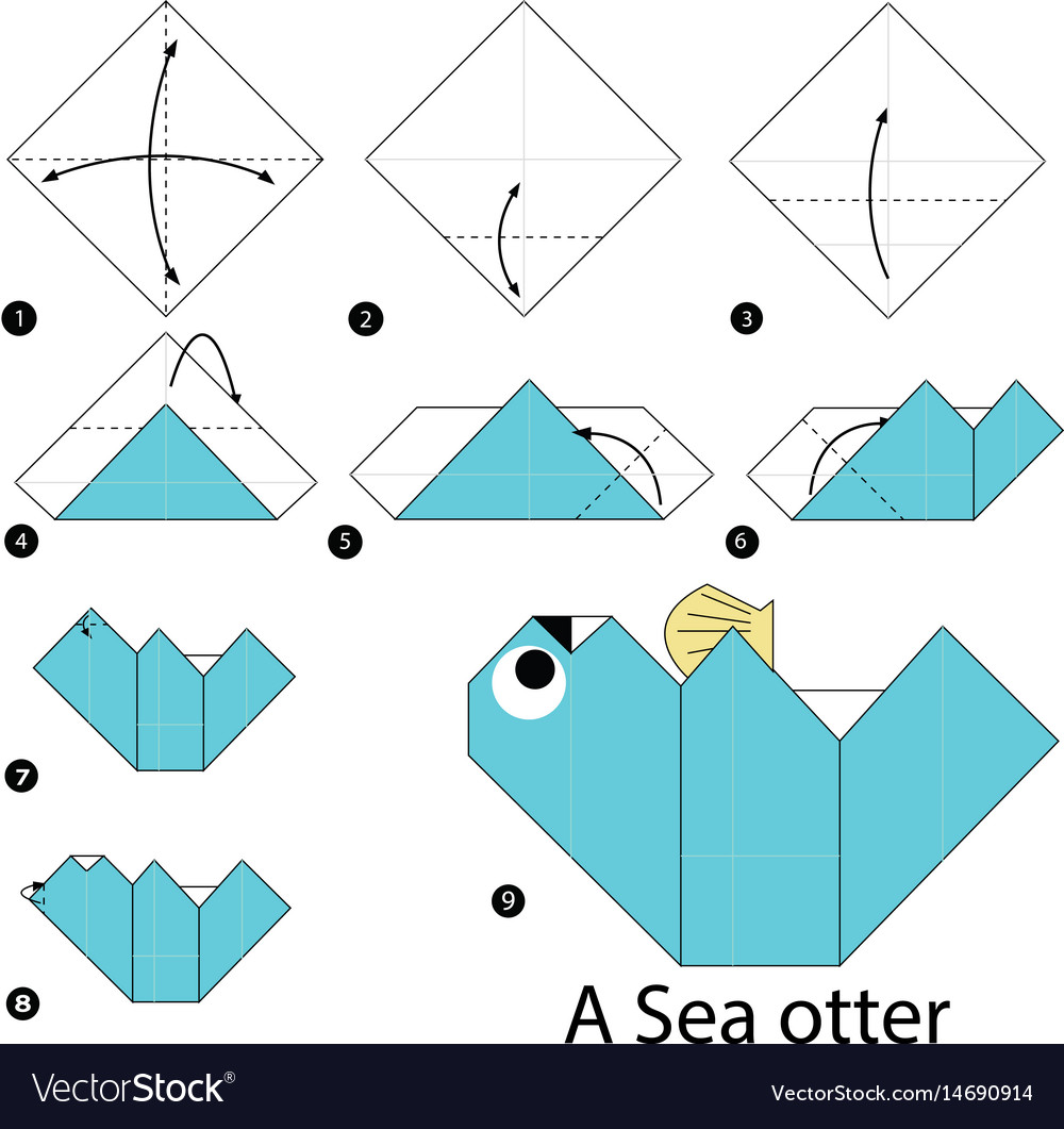 Step by instructions how to make origami Vector Image