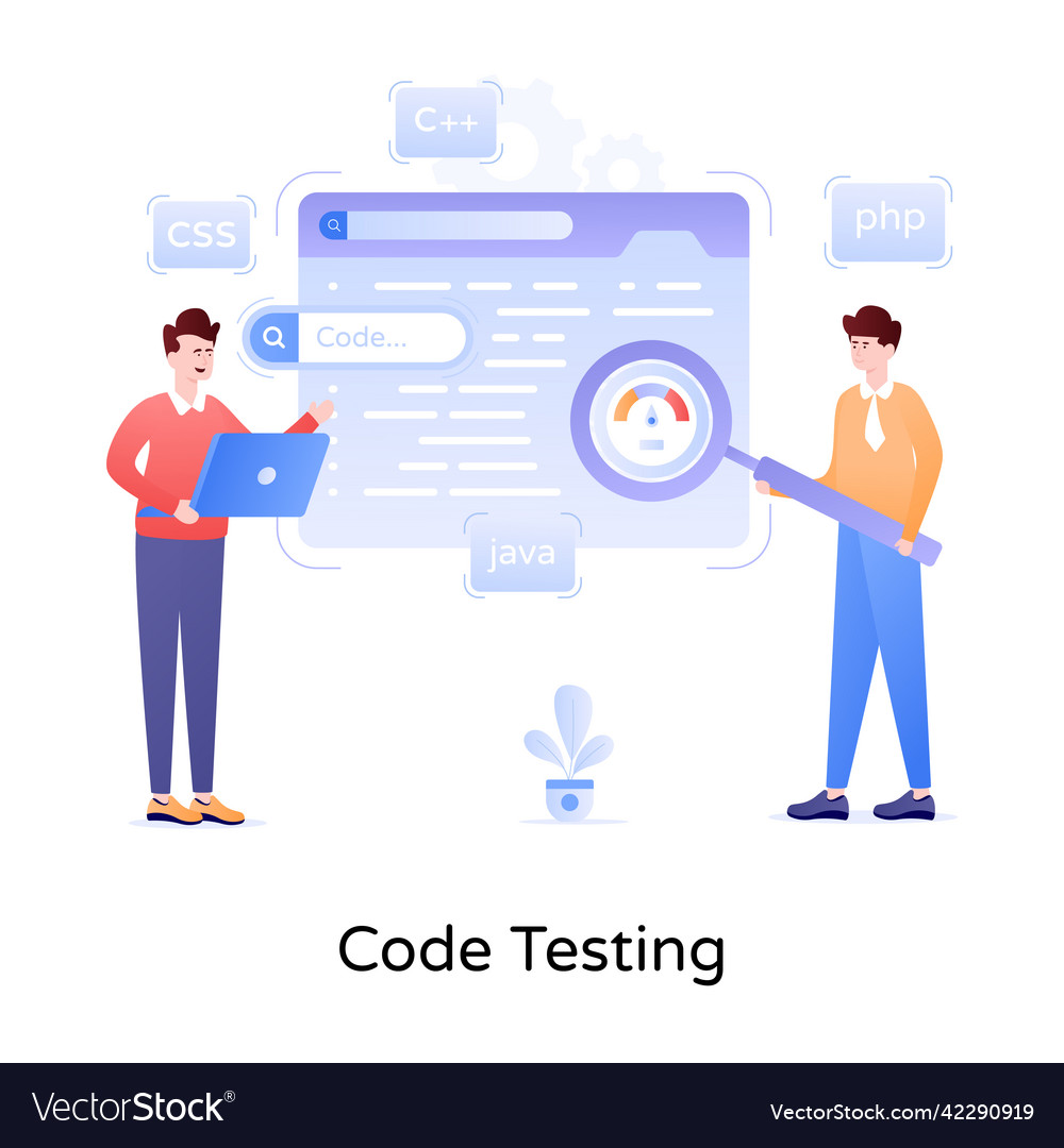 Code testing royalty free vector image vectorstock