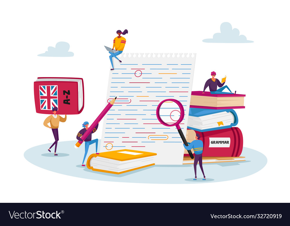English Grammar Examination Tiny Characters Vector Image what-are-conditionals