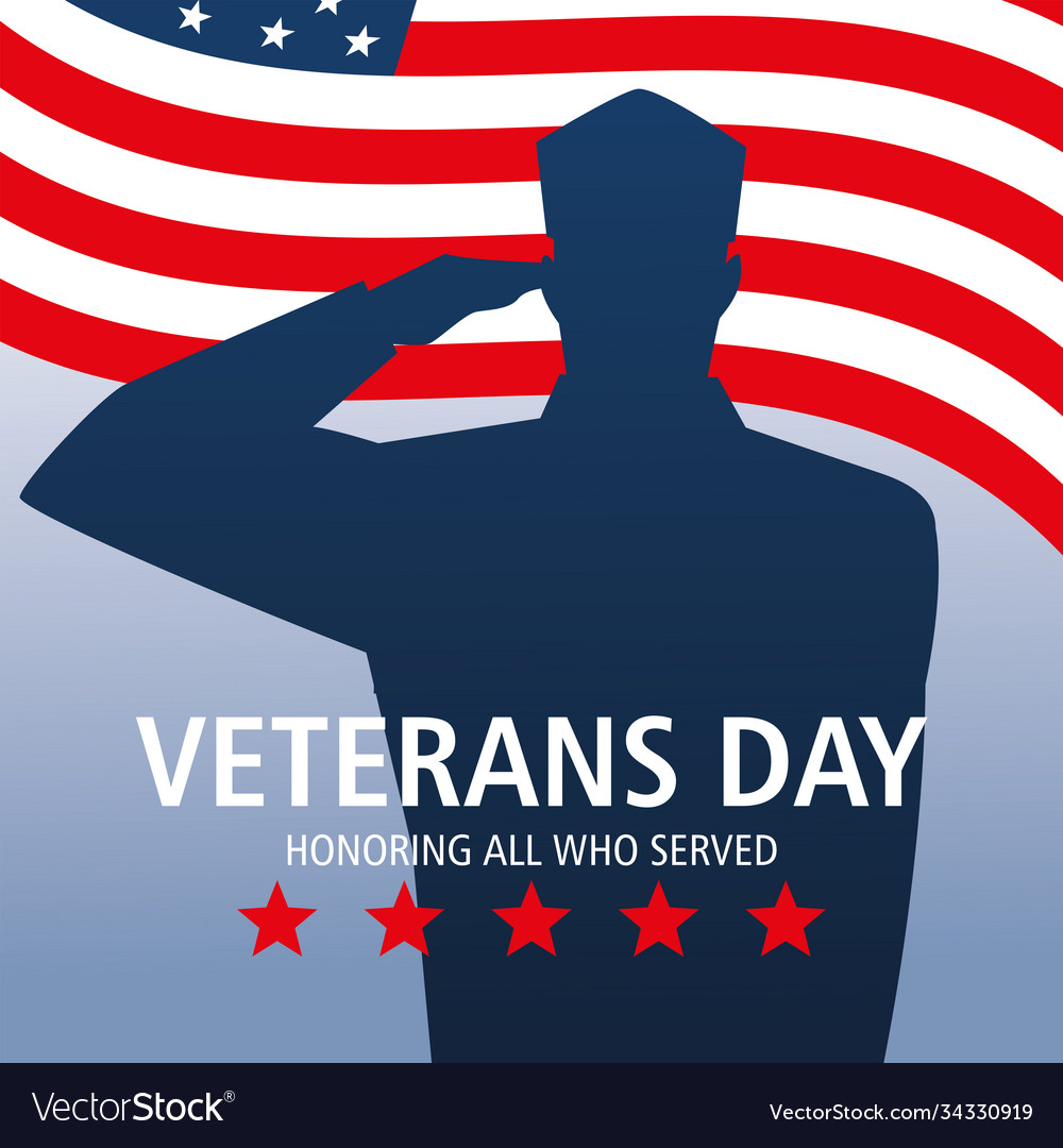 Happy veterans day american flag and soldier Vector Image