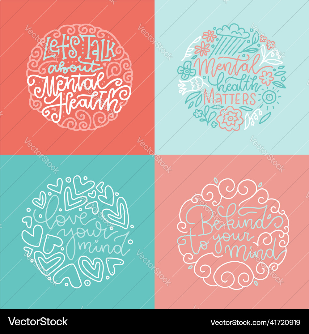 Set of four card design template with hand drawn Vector Image