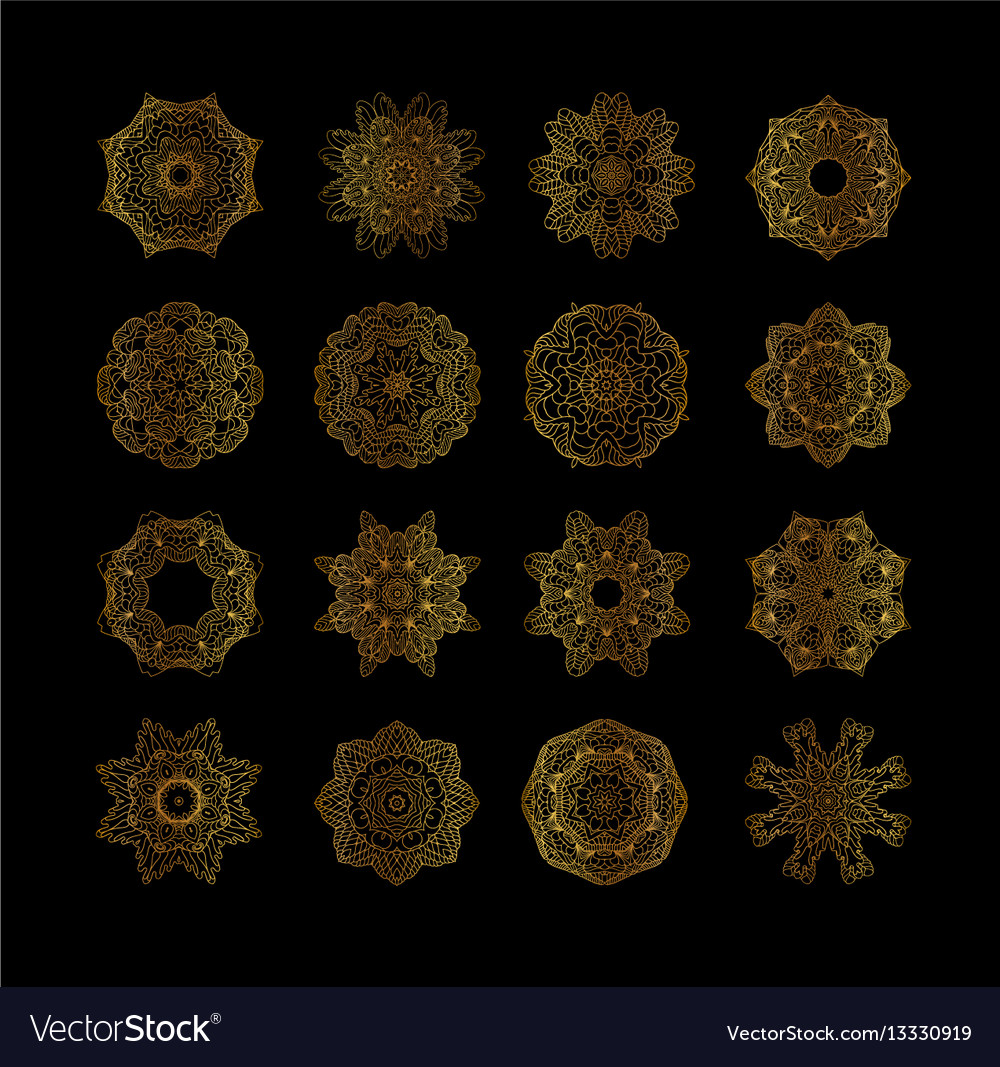 Vintage gold round pattern set Royalty Free Vector Image