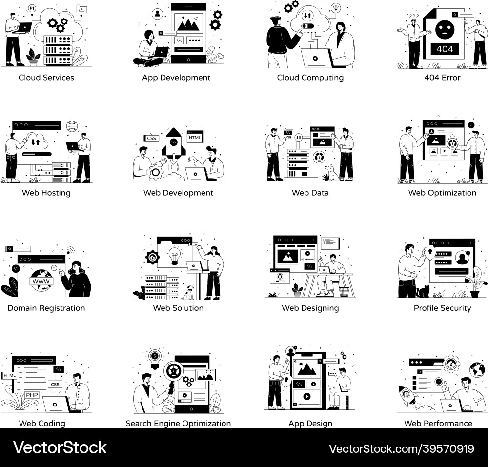 Web and cloud hosting solid Royalty Free Vector Image