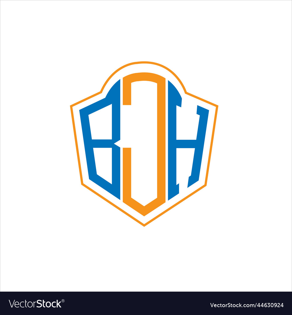 Bjh abstract monogram shield logo design on white Vector Image