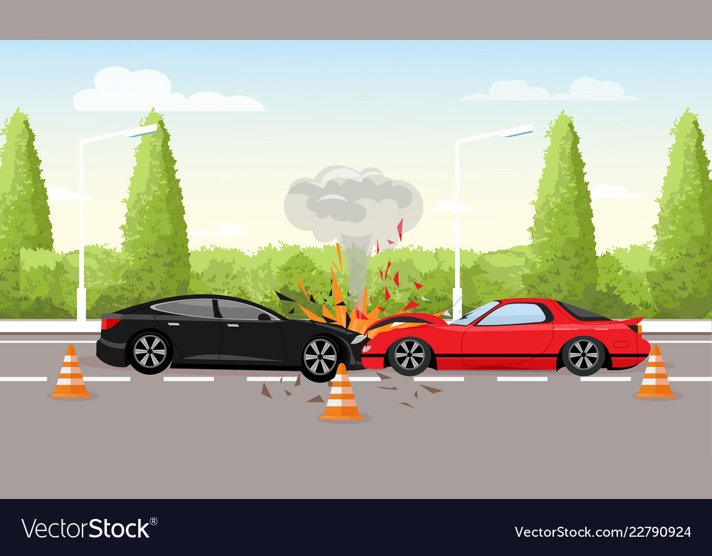 Car accident on road Royalty Free Vector Image