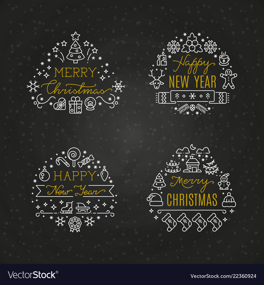 Christmas holiday decorative emblems Royalty Free Vector