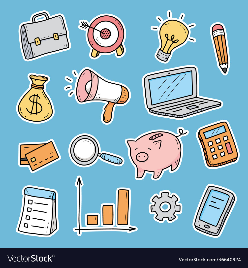 Cartoon Finance & Money Stickers Stock Vector - Illustration of