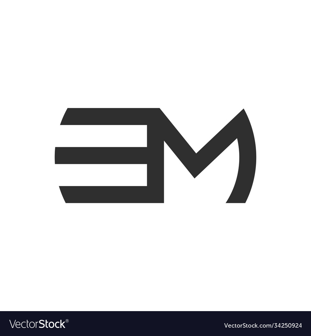 Initial letter em logo or me logo design Vector Image