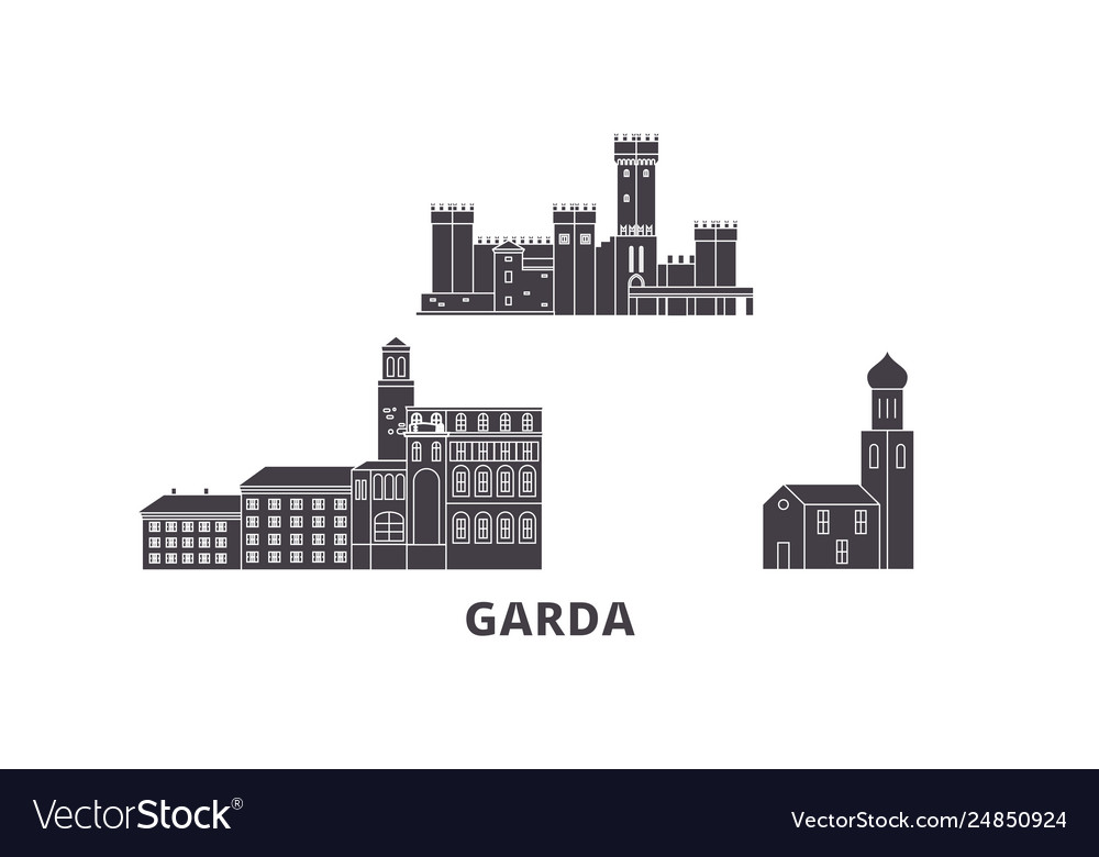 Italy garda flat travel skyline set Royalty Free Vector