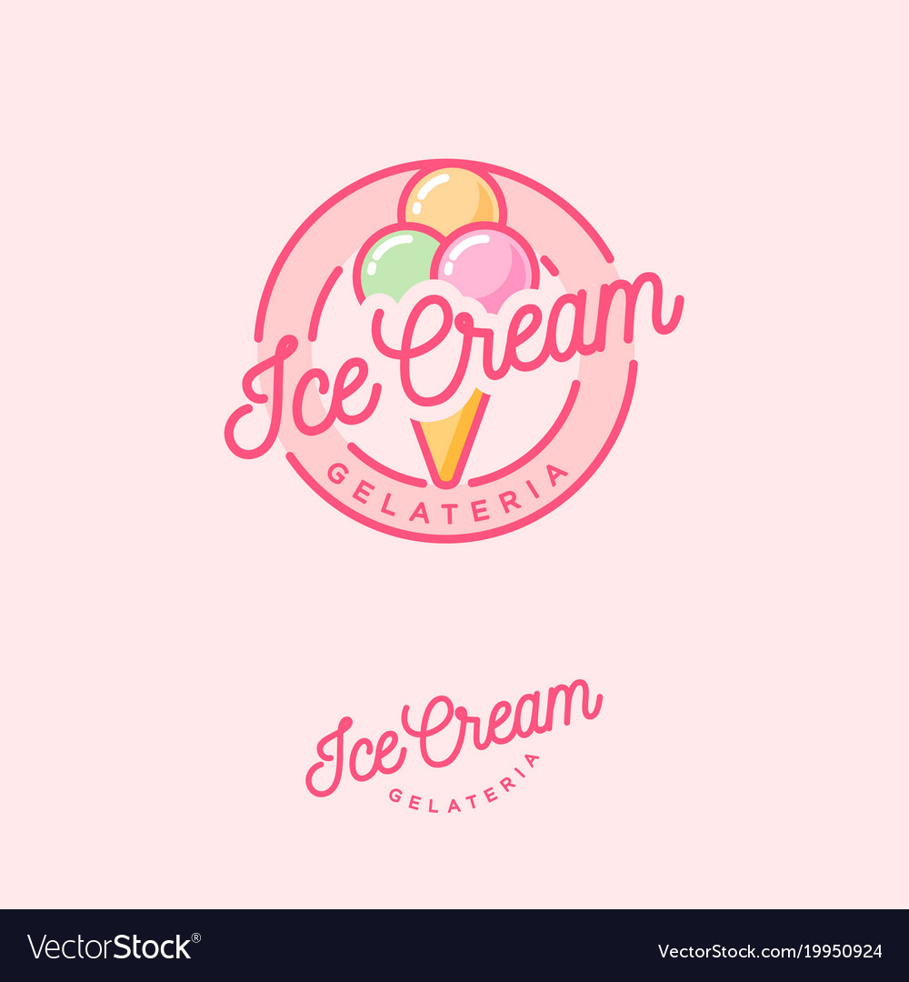 Logo ice cream pink three scoops Royalty Free Vector Image