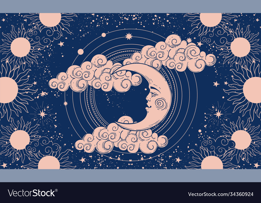 Mystical banner for astrology or boho design