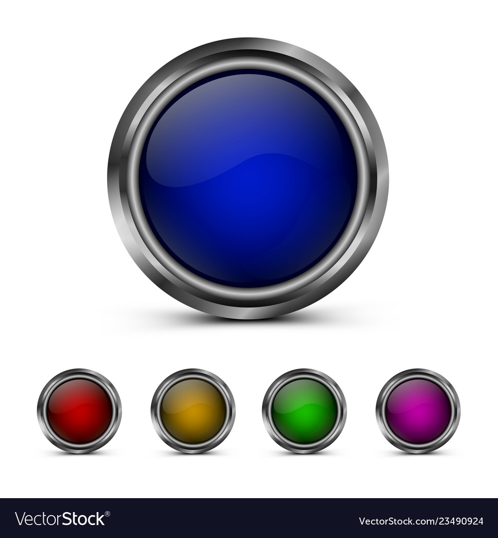 Set of multicolored glass buttons Royalty Free Vector Image