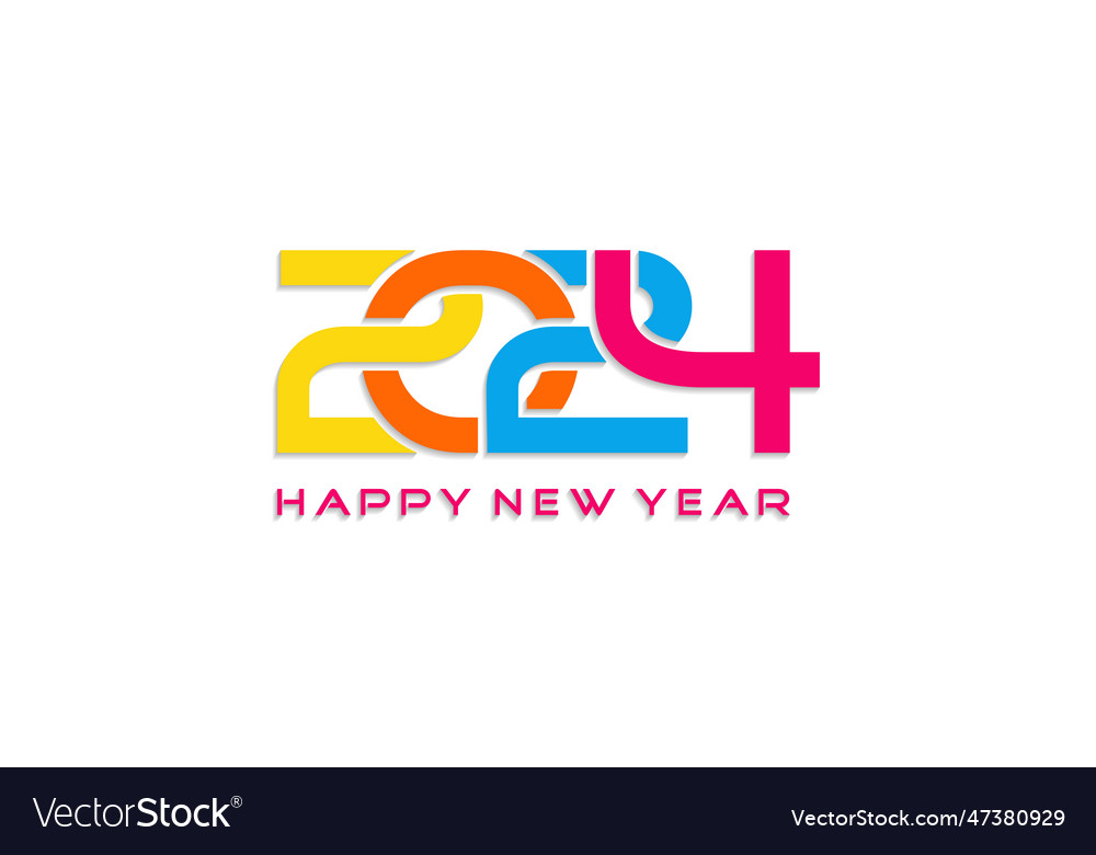 3d new year 2024 greeting with overlapping colors Vector Image