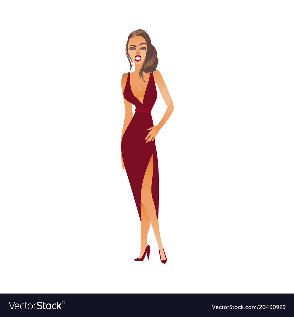 Cartoon Woman Sexy Red Dress Angry Royalty Free Vector Image 7913