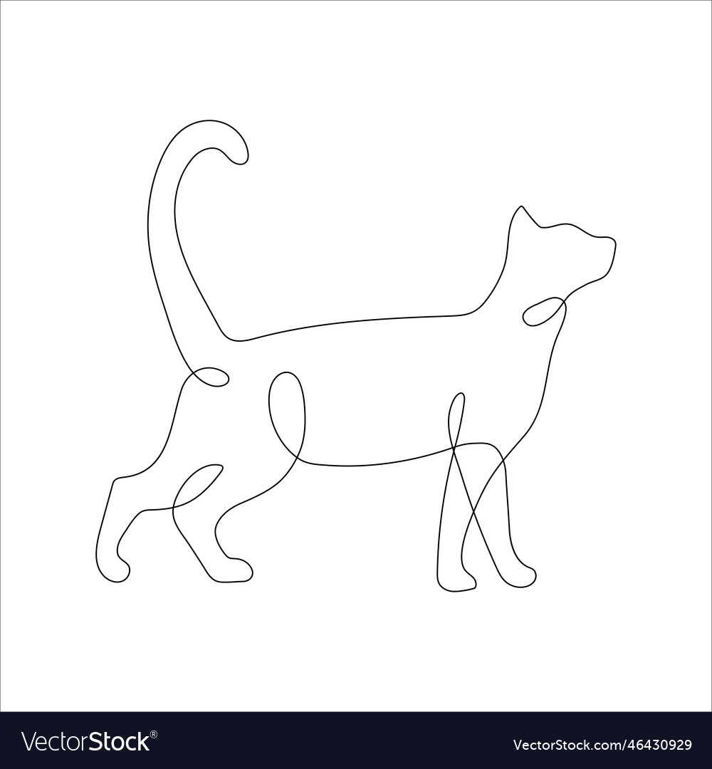 Continuous one line drawing of two cats in minimalism style. Cute