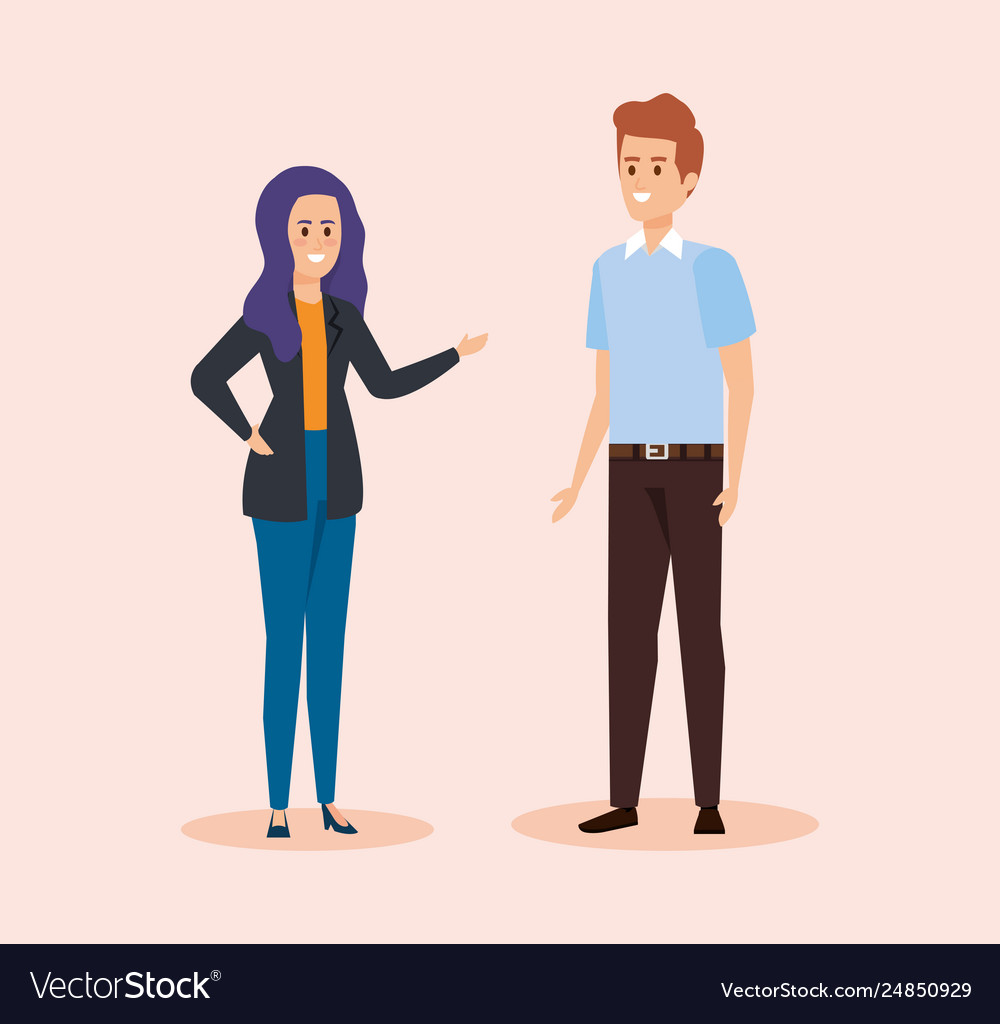 Cute woman and man with casual clothes Royalty Free Vector