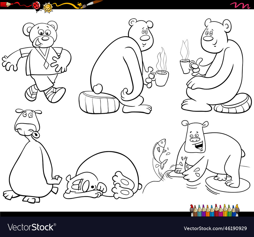 Funny Cartoon Bears Animal Characters Set Vector Image Funny Cartoon Bears Animal Characters Set Vector Image